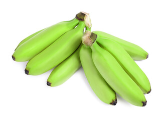 Wall Mural - Fresh ripe green bananas isolated on white