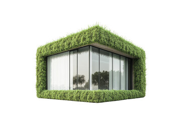 Poster - Ecofriendly insulated green building, advanced insulation technology, sleek design, on solid white background, single object.,