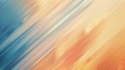 Wall Mural - Peach to apricot gradient backdrop with delicate diagonal stripes in blue and gold