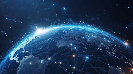Poster - digital network connecting the globe.