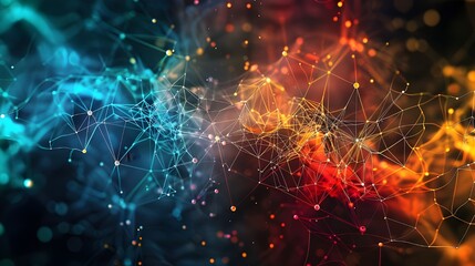 Aufkleber - 3d rendering of abstract technology digital background. Network connection structure. - Generated AI