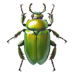 Green beetle isolated on transparent background.