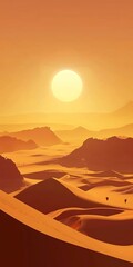 Sticker - Desert Landscape with Sunset