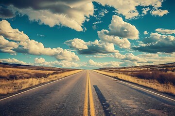 Sticker - Empty Road With Sky and Clouds