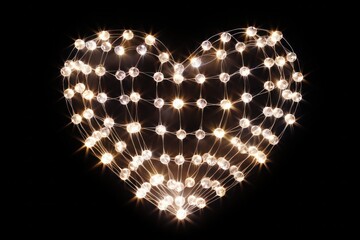 Poster - A mesmerizing display of heart-shaped string lights forming a glowing heart shape within a larger heart shape, creating a captivating optical illusion
