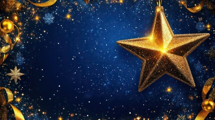 Wall Mural - star with copy space invitation backdrop, christmas greeting background transparent background