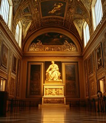 Poster - Ornate Interior with Gold Decor and Statues