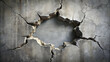 © janya - Cracked hole in damaged concrete wall , damaged, cracked, broken, hole, concrete, wall, abstract, texture, background, decay