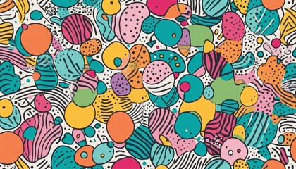 Wall Mural - fun colorful line doodle pattern design, illustration