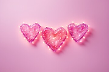 Poster - A sparkling arrangement of heart-shaped string lights spelling out 