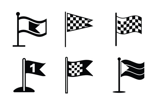 Vector art style milestone flag icon bundle set design