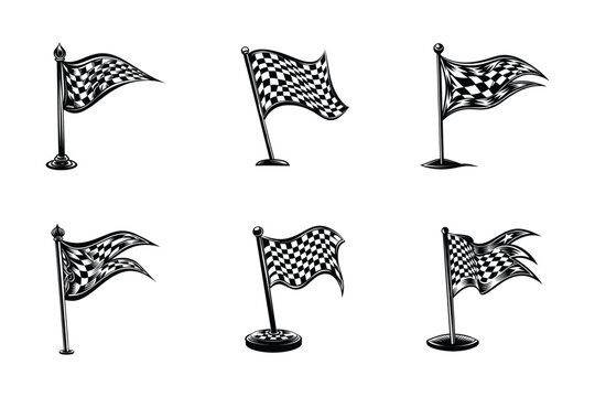 Vector art style milestone flag icon bundle set design