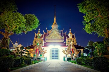 Most recognizable landmark and famous travel destination Bangkok Thailand temple Wat Arun illustrating traditional Buddhist culture and religion in Asia, Thailand