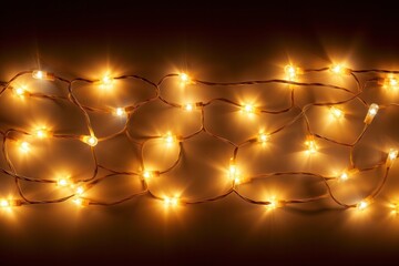 Leinwandbilder - A vibrant strand of LED string lights, glowing with a warm, inviting light