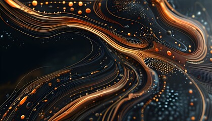 Wall Mural - Elegant Generative AI Background Featuring Subtle Black, Brown, and Amber Lines and Dots