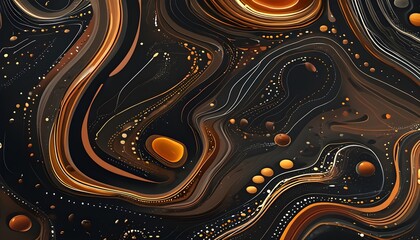 Wall Mural - Elegant Generative AI Background Featuring Subtle Black, Brown, and Amber Lines and Dots