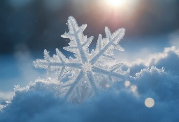 Aufkleber - Delicate snowflake glistening in winter light, creating a serene atmosphere and evoking the beauty of seasonal changes