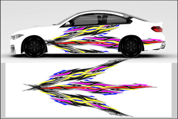 Canvas Print - design vector wrap car, abstract background, with unique line patterns and bright color combinations