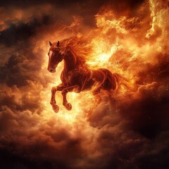 A fiery horse gallops from heaven to earth. photo