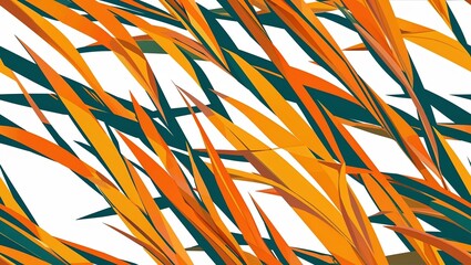 Wall Mural - Bright orange palm fronds geometric fade seamless plain white background design