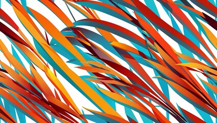 Wall Mural - Bright orange palm fronds geometric fade seamless plain white background design