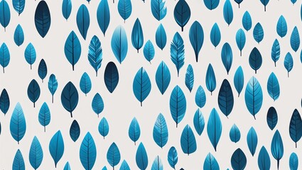 Wall Mural - Cyan cypress leaves abstract brush seamless plain white background design