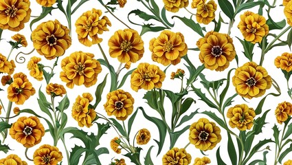 Wall Mural - Goldenrod petunias soft swirl seamless plain white background design