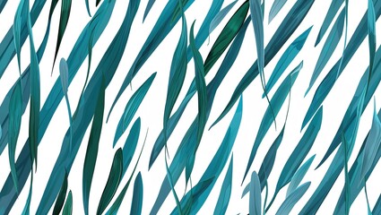 Wall Mural - Light blue seaweed ink strokes seamless plain white background design