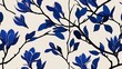 © Cross Guild - Sapphire magnolias bold lines seamless plain white background design