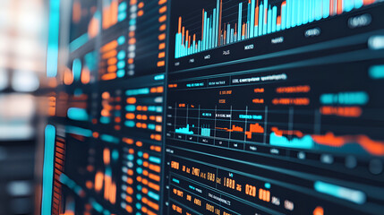 visualize a vibrant dashboard filled with economic graphs and charts, each displaying upward trends and positive movements in various financial markets The scene is set in a modern analytics st