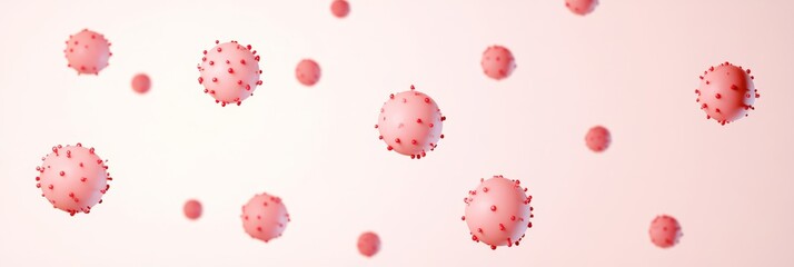 Aufkleber - Pink virus particles floating in a minimalistic background, symbolizing viral infection and prevention