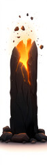 Wall Mural - A large black rock with a hole in the middle and a bright orange flame coming out of it
