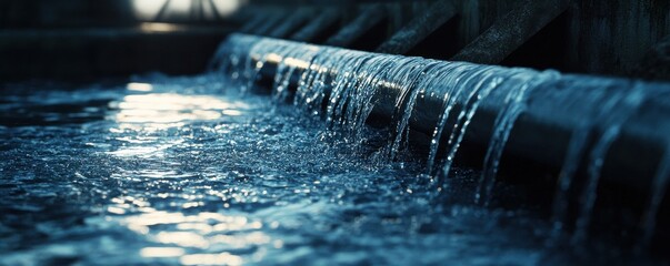 Wall Mural - Water flowing out of pipes 