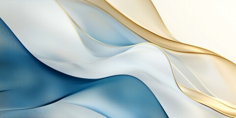 Wall Mural - Soft flowing waves of blue and golden colors create a soothing visual effect. This image captures a gentle and elegant design, perfect for backgrounds and artistic projects. AI