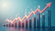 © MargoD - Arrow graph representing rising trends in finance and business, with a blue abstract background