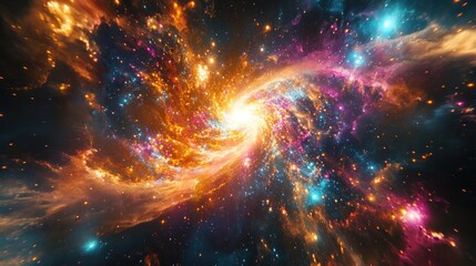 Wall Mural - A vibrant and colorful nebula, swirling with energy and light.