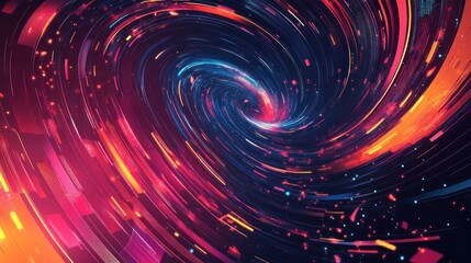 Sticker - Abstract background with swirling lines of light in red, blue, and orange colors.