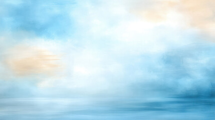 Wall Mural - a blue sky with white clouds and a light blue and yellow background