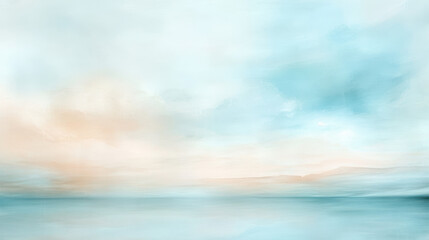 Wall Mural - a painting of a blue sky with a few clouds and a horizon