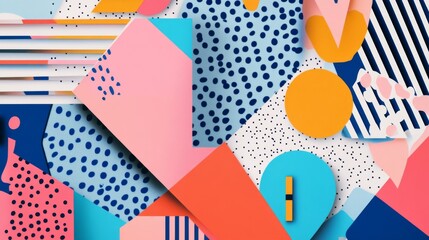 Leinwandbilder - A playful, geometric background with bright shapes and patterns, ideal for adding a modern and dynamic touch to creative projects or presentations.