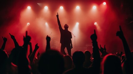 Wall Mural - Silhouettes of a Crowd Cheering on a Stage