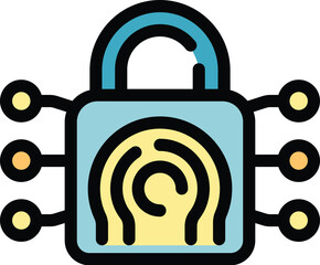 Poster - Digital security system is securing a computer network, with a fingerprint scanner as the main access point