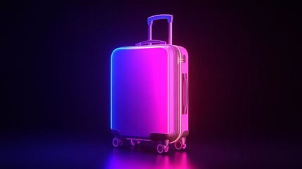 A suitcase with neon lights on it