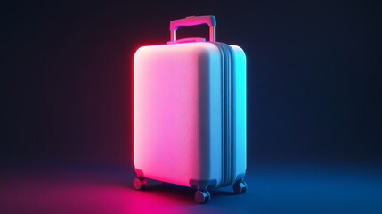 A suitcase with neon lights on it