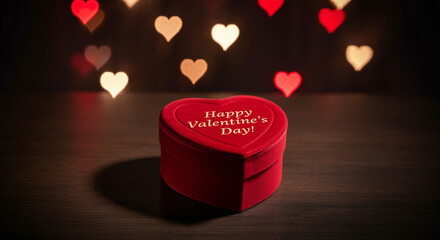 Valentine's Day gift box with hearts and romantic decorations