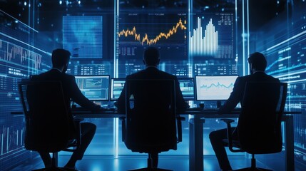 Poster - Businessmen Working in a Modern Office