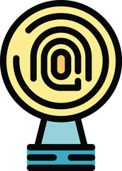 Sticker - Fingerprint scanner award for best security system icon vector. Outline fingerprint scanner award for best security system sign. Isolated contour symbol illustration