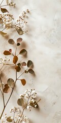 Poster - White and Brown Flowers on Tan Background