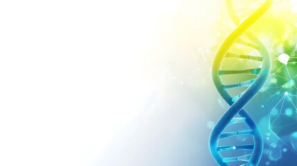 Poster - Abstract Blue and Yellow DNA Double Helix on Light Background