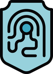 Poster - Fingerprint graphic inside a shield is representing the concept of biometric security
